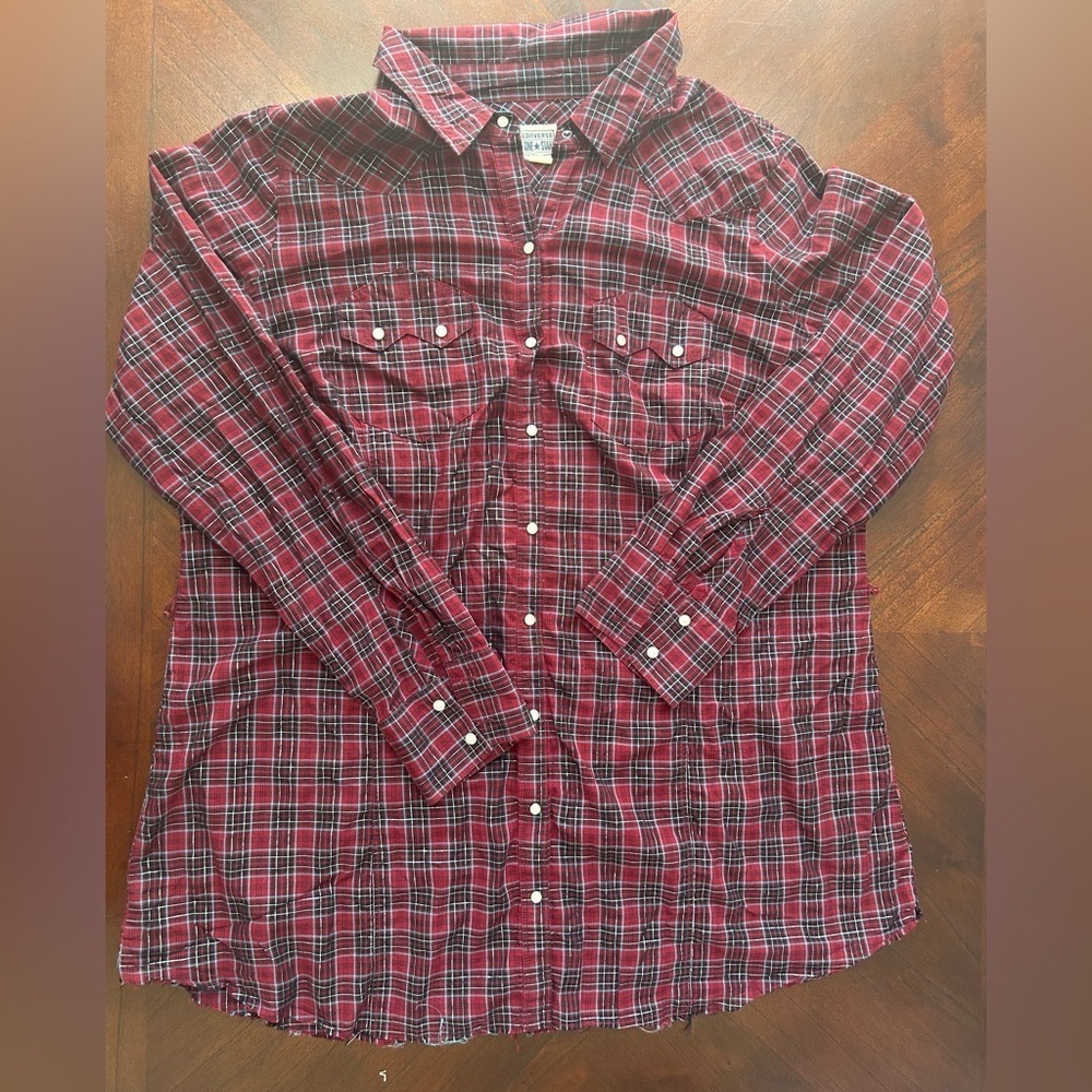 Converse Plaid Red women Shirt size 3
